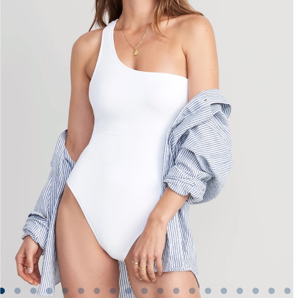 NWT Old Navy White One-Shoulder Swimsuit